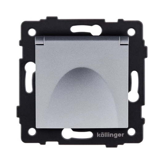 REA-006GY Розетка штепсельная SCHUKO 16A/250 В с крышкой, серый Kollinger REA-006GY для Aspekt, Eleganz, Reflex