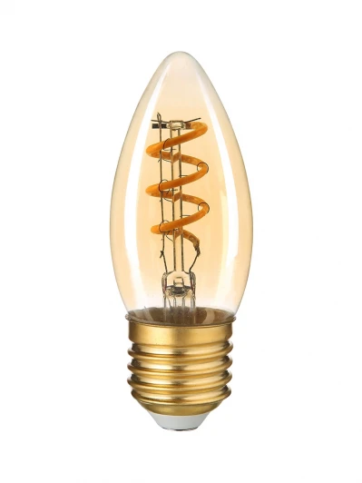 HL-2208 Лампочка светодиодная филаментная прозрачная/бежевая свеча E27 5W Hiper Flexible HL-2208