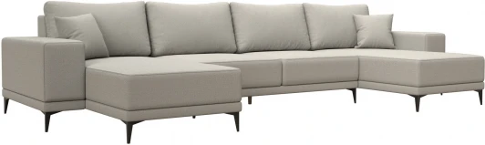 124186 Диван П-образный Льюес (Бежевый/Рогожка) Лига Диванов арт.124186