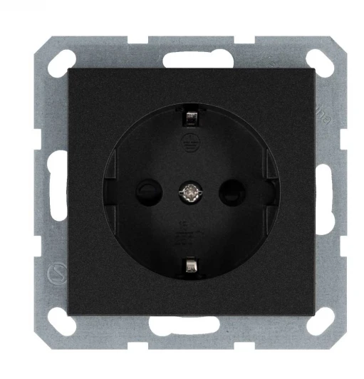 G5501B Розетка со шторками (антрацит) Jasmart G-Classic G5501B