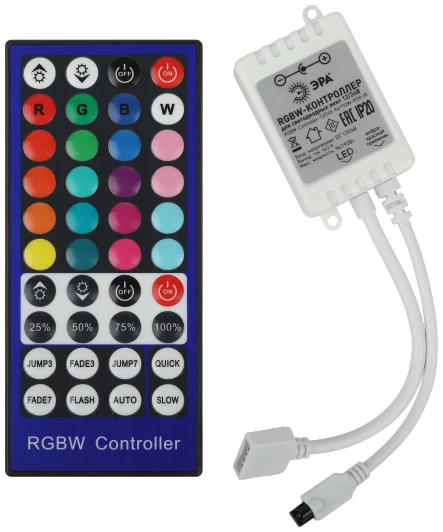 RGBW-Controller-12/24V-96/192W-IP20-IR Контроллер для светодиодной ленты RGBW с ИК пультом ЭРА RGBW-Controller-12/24V-96/192W-IP20-IR