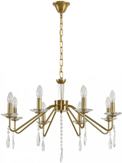 8319/8 Подвесная люстра Lumion Suana 8319/8 шампань/прозрачный, металл/хрусталь E14 8*40W 220V (на цепи, подсвечник, свеча)