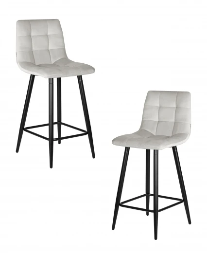 LML-8078-1-N_B-M_V-108-52 Набор 2 шт стул полубарный DOBRIN OLIVIA (черные матовые ножки, светло-серый велюр (108-52))