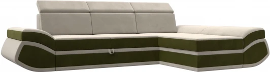 121649 Диван угловой Лига-032 правый угол (Бежевый,Зеленый/Микровельвет) Лига Диванов арт.121649