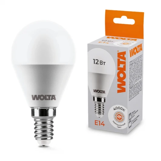 25S45GL12E14 Светодиодная лампа 12Вт 4000K Е14 Wolta 25S45GL12E14