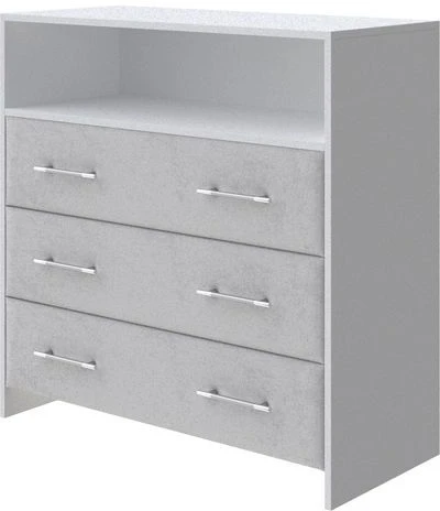 2024861 PROxSON Комод Varna (ЛДСП Белая+ткань Белый/Teddy Стальной) 90x40