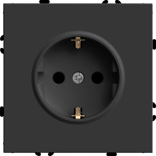 49854 Розетка с заземлением и шторками (черный уголь, soft touch) Stekker Эмили 49854