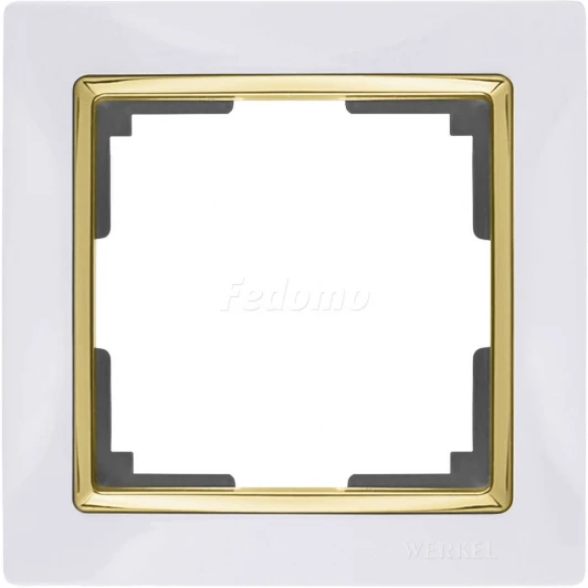 WL03-Frame-01-white-GD Рамка на 1 пост Werkel Snabb, белый с золотом