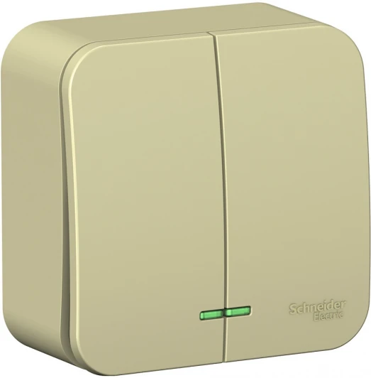 BLNVA105117 Выключатель накладной двухклавишный с подсветкой (бежевый) Systeme Electric Blanca BLNVA105117