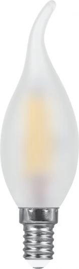 25786 Лампочка светодиодная свеча на ветру прозрачная колба E14 7 Вт 2700K теплое белое свечение Feron 25786
