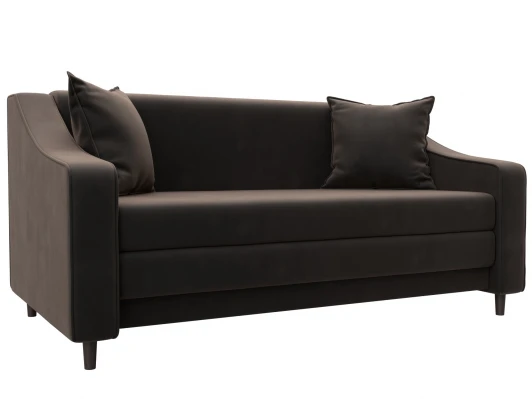 129767 Диван прямой Лига-071 (ЛДСП,Брус,Фанера/Дерево/Велюр/Коричневый) Лига Диванов 129767