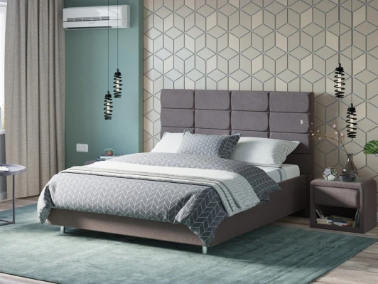 1928413 PROxSON Кровать Shapy без основания (Ткань: Велюр Monopoly Капучино (297)) 180x190