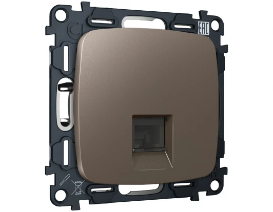 MO642005 Комплект механизма Ethernet RJ-45 розетки экранированной с автоматической защитной шторкой встраиваемый (темная бронза матовый) Ambrella Volt QUANT MO642005