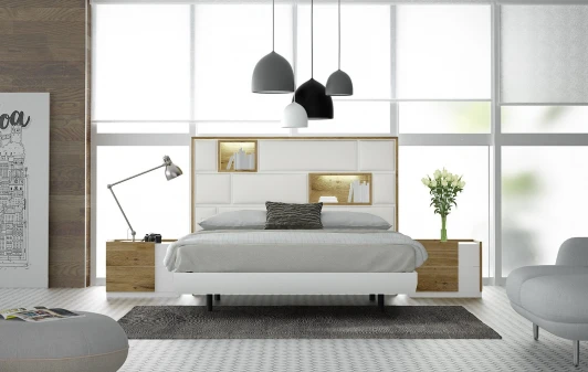 11533+700 КОМПЛЕКТ 11533+700: Кровать FENICIA 611 (180 х200) с подсветкой,  2 тумбочки, комод, зеркало