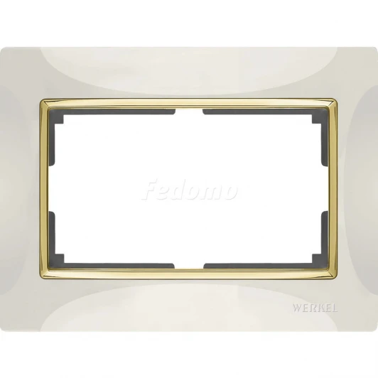 WL03-Frame-01-DBL-ivory-GD Рамка для двойной розетки Werkel Snabb, слоновая кость с золотом
