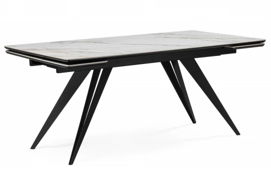 625989 Кухонный стол Notta Дарвин 160(220)х89 белый с прожилками gilt white / черный