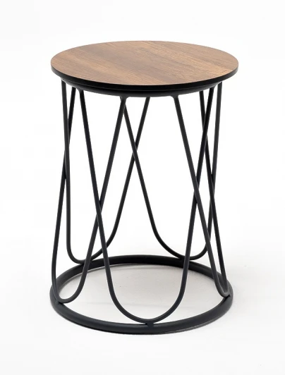 OAK-D40-Al-PER(Ral7024Mua)-4sis "Перу" журнальный стол из HPL круглый Ø40 H55, каркас из алюминия темно-серый (RAL 7024) муар, цвет столешницы "дуб" 4SIS арт.УТ-00006657