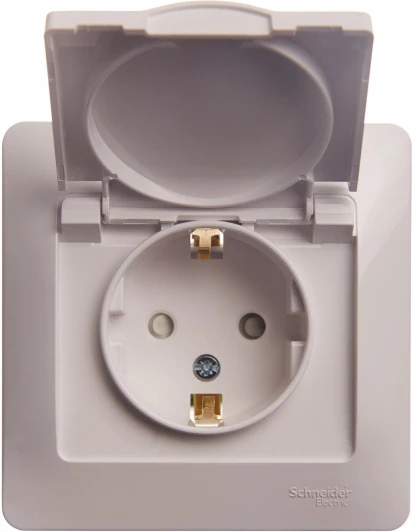 GSL000146 Розетка встраиваемая с заземлением, шторками и крышкой (белый) Systeme Electric Glossa GSL000146