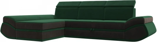 121645L Диван угловой Лига-032 левый угол (Зеленый,Коричневый/Велюр) Лига Диванов арт.121645L