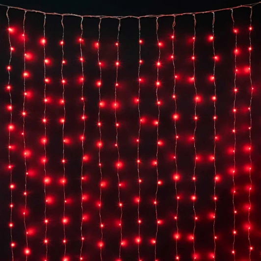 Curtain 256-10-R Гирлянда Занавес Роса 1,6 x 1,6 м Красный 12В, 256 LED, Прозрачный Провод Проволока, IP20
