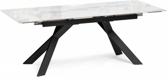 588051 Керамический стол Хилбри 140 (Хилбри 140(200)х80х76 statuario cara / черный) Woodville арт.588051