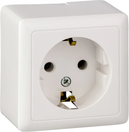 RA16-133-B Розетка накладная с заземлением (белый) Systeme Electric HIT RA16-133-B