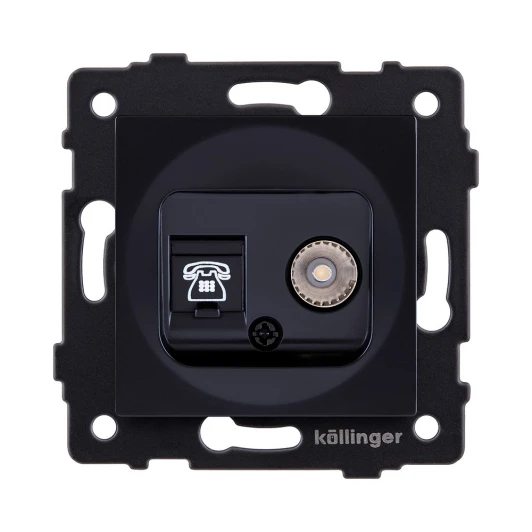 REA-013BK Розетка двойная TV (мама) + телефонная розетка RJ11, черный Kollinger REA-013BK для Aspekt, Eleganz, Reflex