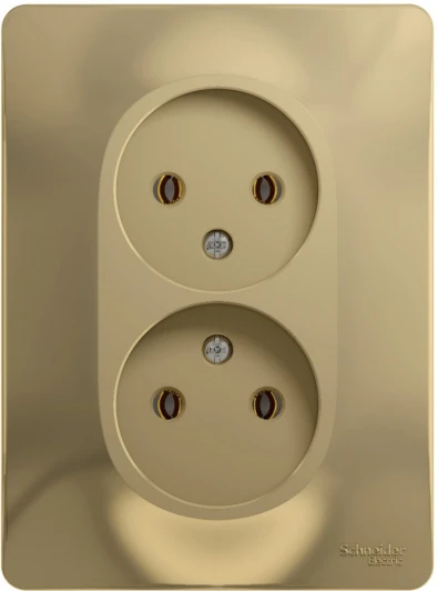GSL000420 Розетка встраиваемая двойная без заземления (титан) Systeme Electric Glossa GSL000420