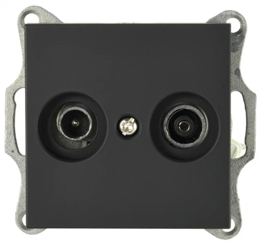 G6205PB ТВ-розетка проходная + акустическая (черный матовый) Jasmart G-Classic G6205PB