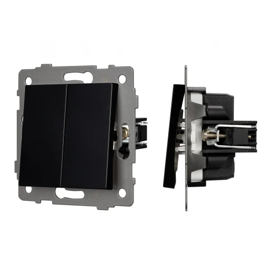 049893 Механизм выключателя двухклавишный проходной SWT-MKP2-PL-BK-V (250V, 10A) (Arlight) 049893