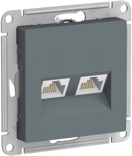 ATN000785 Розетка встраиваемая двойная Ethernet RJ-45 (грифель) Systeme Electric AtlasDesign ATN000785