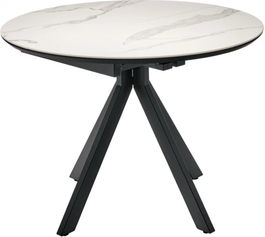 RF 0644 Стол Rudolf круглый раскладной 100-130x100x75см, светлый керамогранит, черный Bradex Home арт.RF 0644
