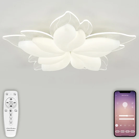 LED LAMPS 81118 Потолочная люстра светодиодная Natali Kovaltseva Effect LED LAMPS 81118 с пультом ДУ, моб. приложением 160W, белый, LED