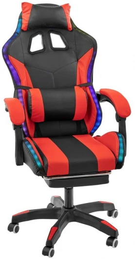 FR 0678 Игровое кресло Alfa Pro Vision с подножкой и RGB LED подсветкой, чёрный красный