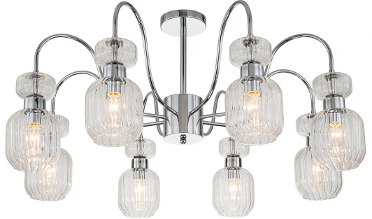 1141/8PL Chrome/Clear Потолочная люстра на штанге Escada Gloss 1141/8PL Chrome/Clear 8x60Вт E14, металл/стекло, хром/прозрачный (220V)