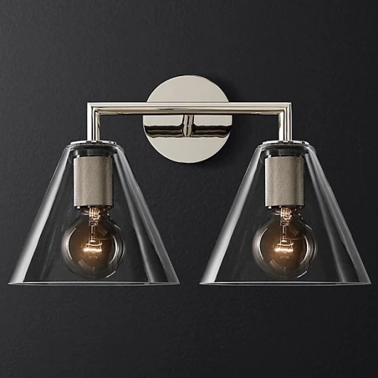 44.547 Бра Rh Utilitaire Funnel Shade Double Sconce Silver ImperiumLoft 44,547 (123268-22)