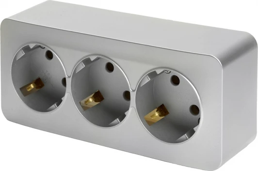 49330 Розетка тройная с заземлением (серебро) Stekker София 49330