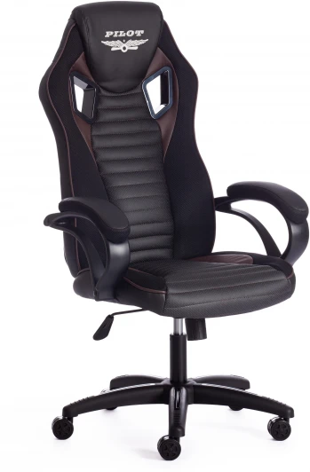 15315 Кресло PILOT кож/зам/ткань, черный/черный перфорированный/коричневый, 36-6/36-6/06/36-36/TW-11 Tetchair 15315