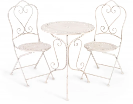 14073 Комплект (стол + 2 стула) Secret de Maison Monique (mod. PL08-6241.6242) Античный белый (Antique White) (металл)