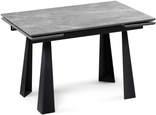 530825 Керамический стол Woodville Бэйнбрук 120х80х76 серый мрамор / графит 530825