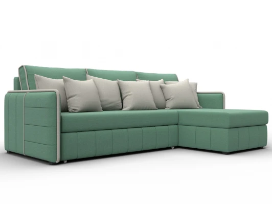 130979 Диван угловой Лига-078 угол универсальный (ДСП/Пластик/Рогожка/Зеленый,Бежевый) Лига Диванов 130979