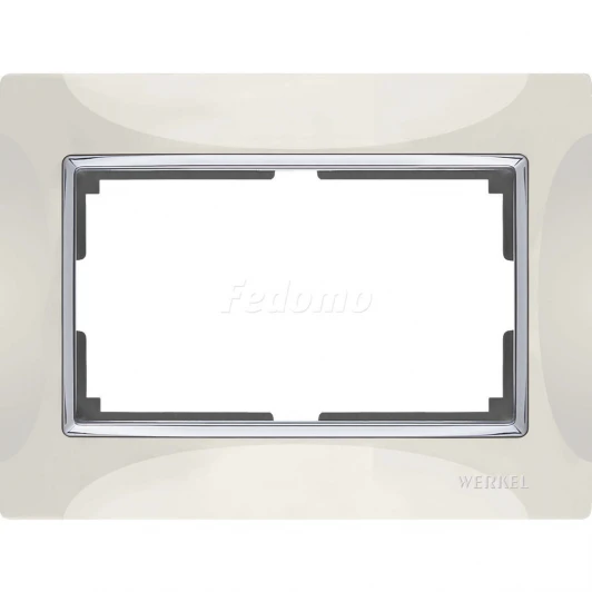 WL03-Frame-01-DBL-ivory Рамка для двойной розетки Werkel Snabb, слоновая кость с хромом