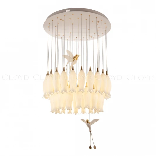 11237 Подвесная люстра ярусная каскадная (цветы, птички) Cloyd Argana 11237 (220V, на проводе, цветы, птички)