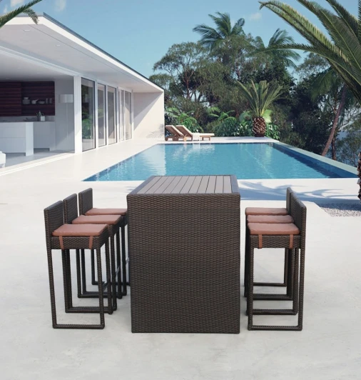 T390AD/Y390A-W63 Brown Барный комплект плетеной мебели T390AD/Y390A-W63_6Pcs Brown Afina