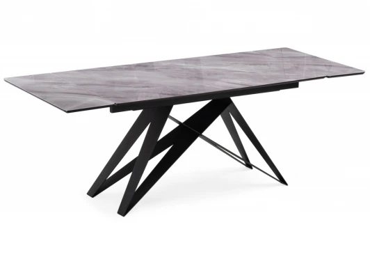 625937 Кухонный стол Notta Блэкберн 140(200)х80 кристл серый мрамор / черный