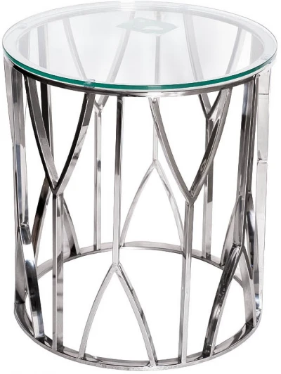 13RXET3103-SILVER 13RXET3103-SILVER Стол журнальный стекло прозр./серебро d50*55см Garda Decor