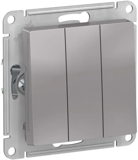 ATN000331 Выключатель встраиваемый трехклавишный (алюминий) Systeme Electric AtlasDesign ATN000331