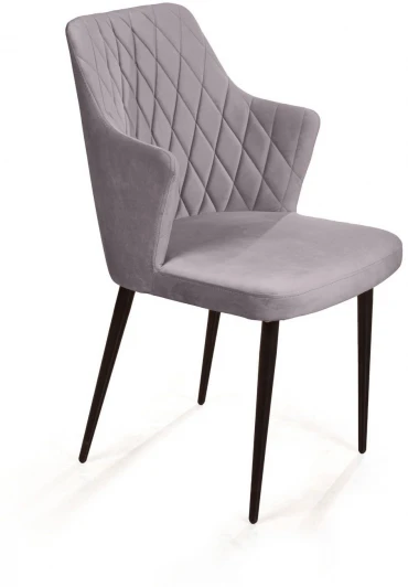 76073 Стул с подлокотниками Top Concept Hunt ромб, бархат светло-серый 26 / чёрный конус
