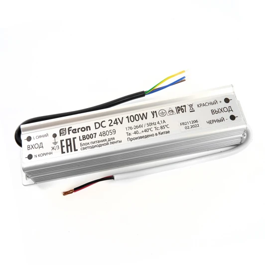 48059 Трансформатор для светодиодной ленты 100W 24V (драйвер) Feron LB007 48059