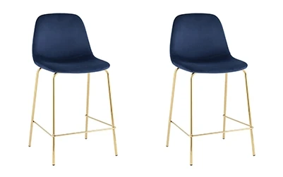 УТ000038459 Стул полубарный Валенсия SN, велюр синий, золотые ножки 2 шт Stool Group арт.УТ000038459